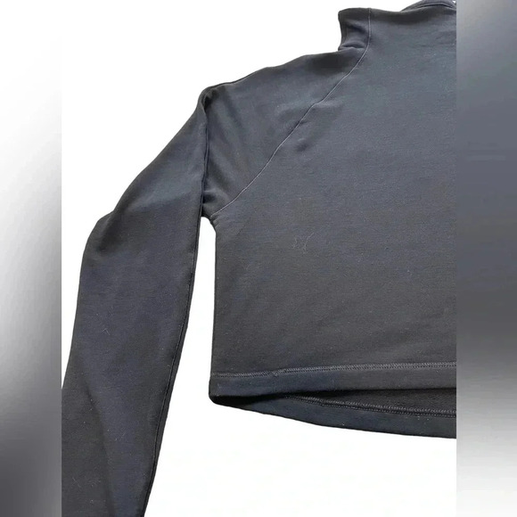 Lole Cropped Wool  Blend Mock Neck Black Crop Top Size Large - Picture 4 of 7
